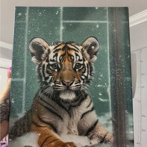 Tiger Canvas Art with Glitter Accents NWT cute baby